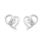BHE04 SWAROVSKI BIRTHSTONE HEART EARRING APRIL DIAMOND