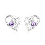 BHE06 SWAROVSKI BIRTHSTONE HEART EARRING JUNE ALEXANDRITE