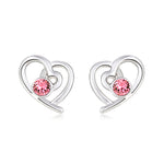 BHE10 SWAROVSKI BIRTHSTONE HEART EARRING OCTOBER LIGHT ROSE