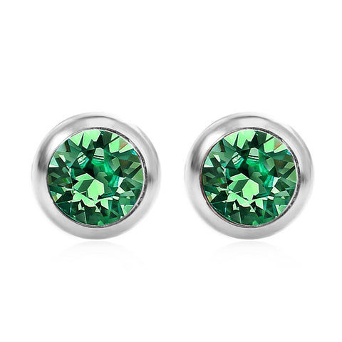 BSE05 SWAROVSKI BIRTHSTONE SOLITAIRE EARRING MAY EMERALD