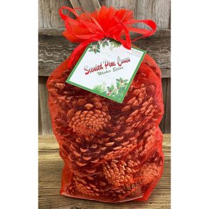 SCENTED PINE CONES RED BAG